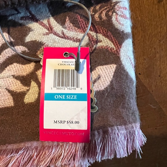 NWT Vince Camuto Chocolate Floral Scarf and Beanie Set - Picture 2 of 5